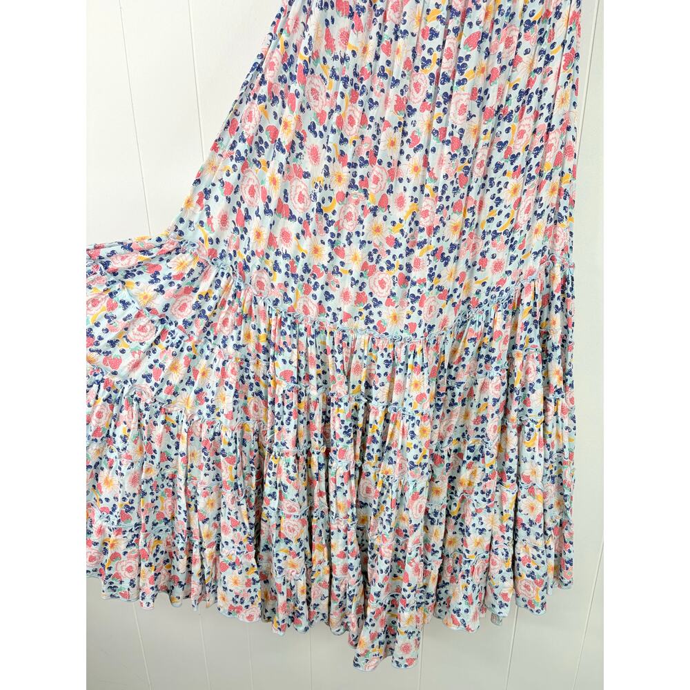 NWT Poupette St Barth Soledad Smocked Off Shoulder Maxi Dress XS Blue Spring - Picture 4 of 7